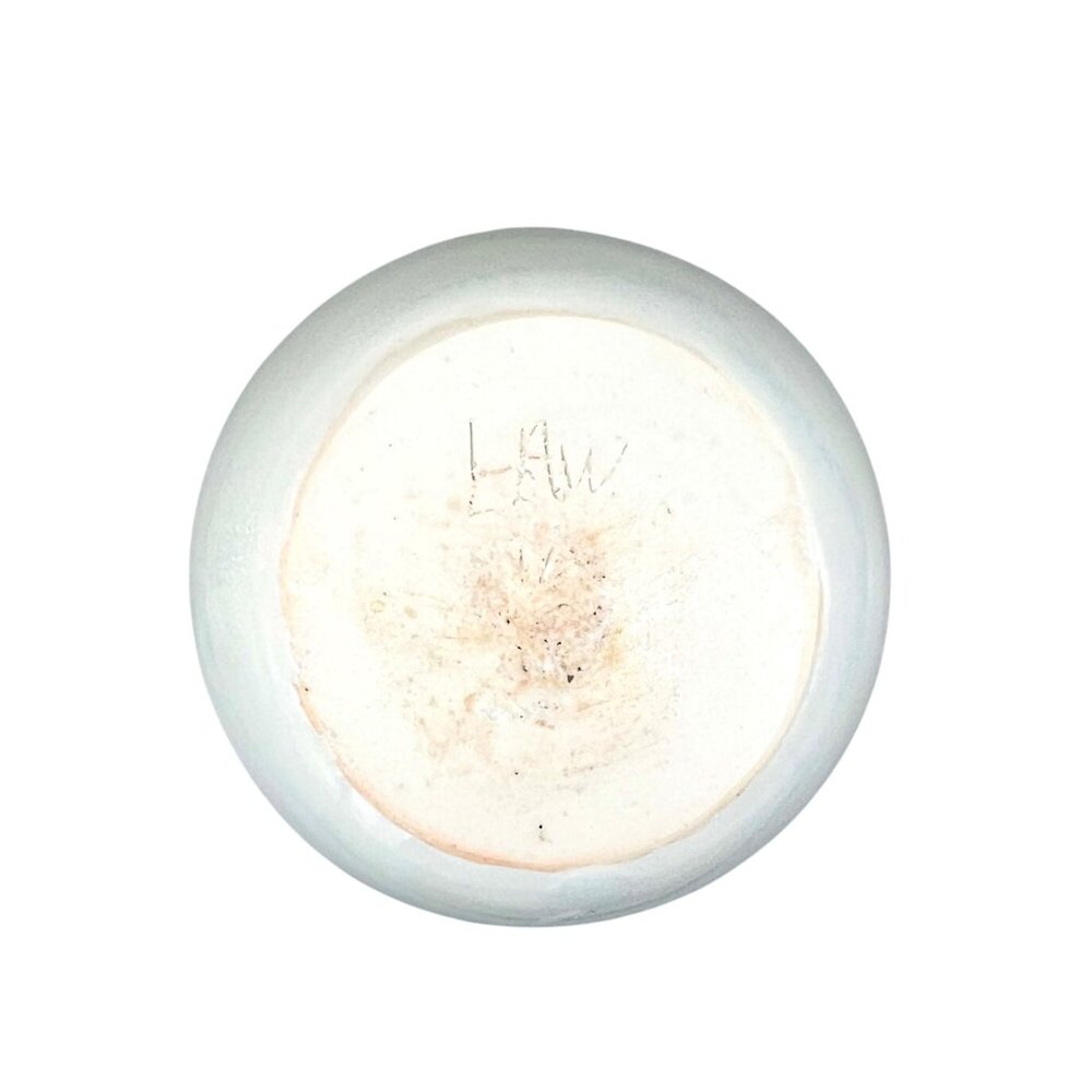 Art Studio Pottery Two-Tone Ceramic Vase In Blue & White Glaze 5.25"H Minimalist - Picture 8 of 9